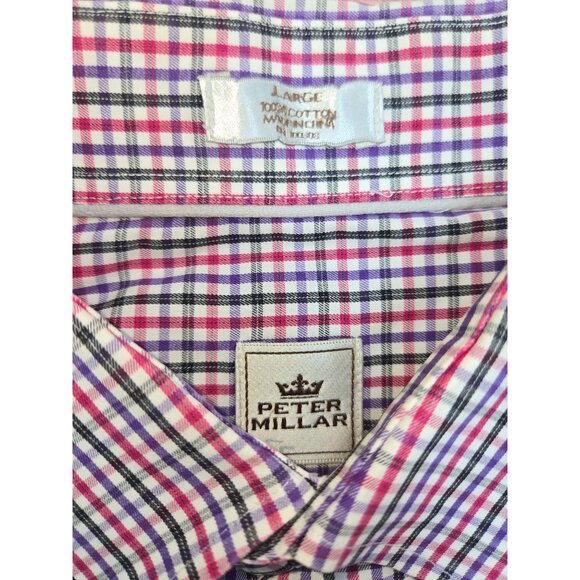Peter Millar Mens Multicolor Check Dress Shirt Large - Picture 5 of 6